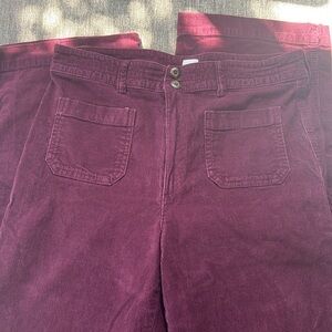 Women's GAP Burgundy Corduroy Wide Leg Pants Sz 10